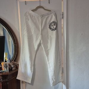 notPERFECTLINEN White Men's Joggers with Sun Design